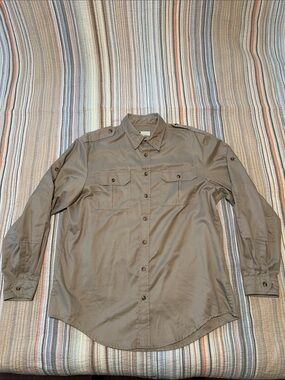 Tilley Men's Casual Long-Sleeve Button-Down Shirt in khaki